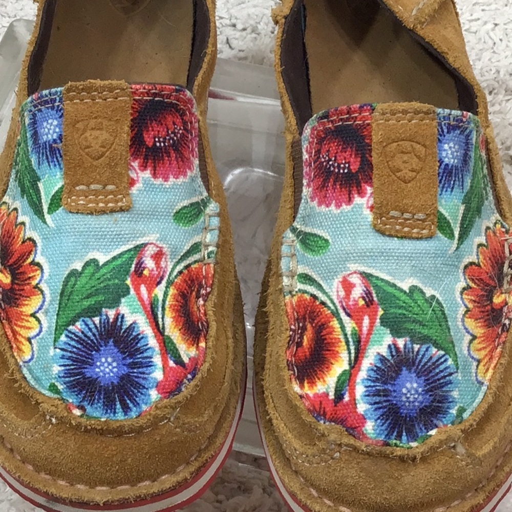 Ariat Sunburn brown suede and floral Cruiser slip on 7.5 - Picture 3 of 12